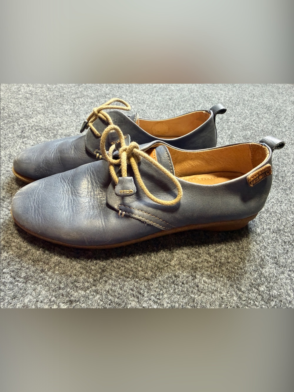 PIKOLINOS Navy Leather Lace-Up Oxford Shoes with Tan Laces